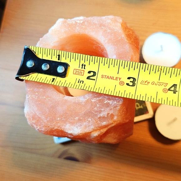 Rose Quartz Himalayan Salt Rock Candle Holder - Picture 6 of 8